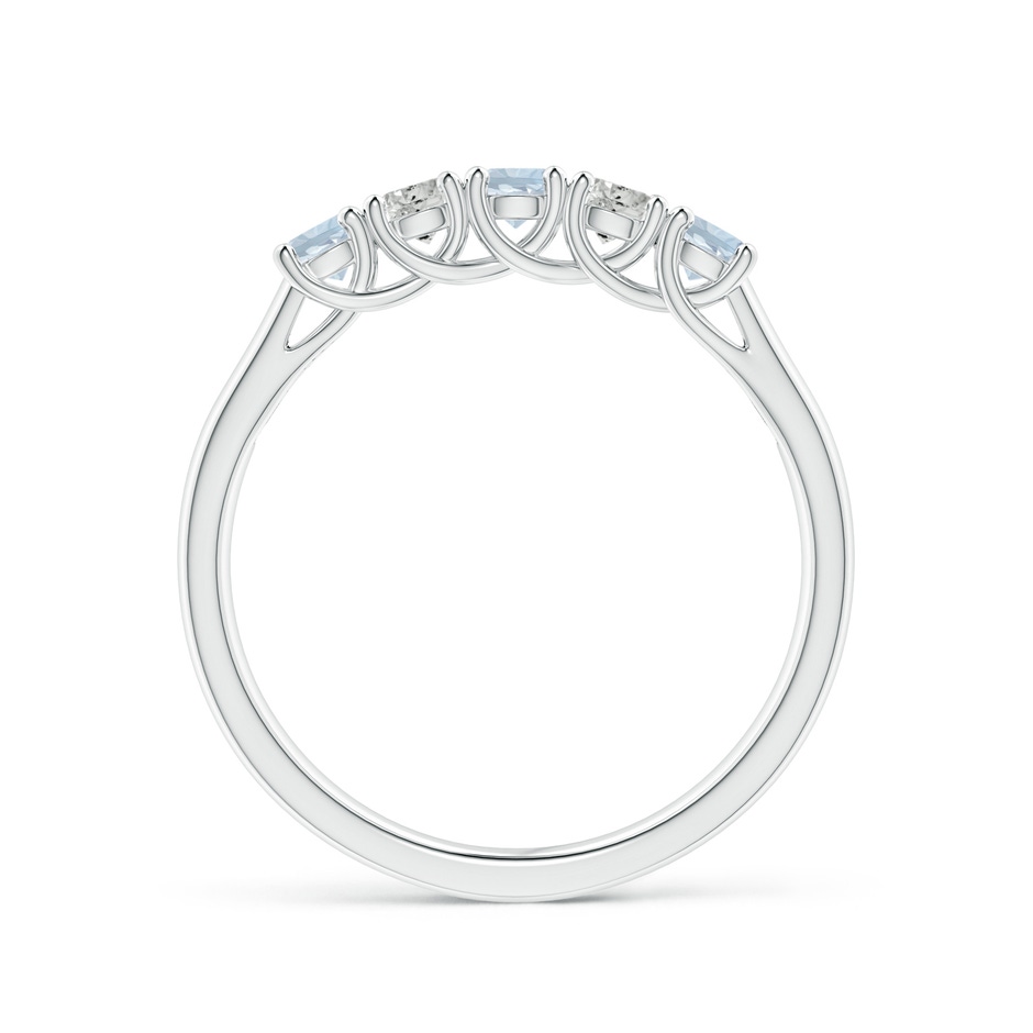 2.8mm A Half Eternity Five Stone Aquamarine and Diamond Wedding Band in P950 Platinum side-1