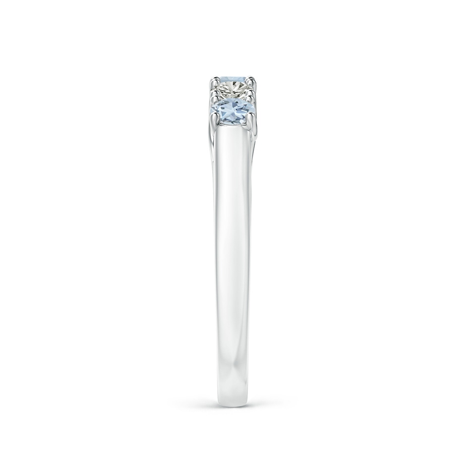 2.8mm A Half Eternity Five Stone Aquamarine and Diamond Wedding Band in White Gold side-2