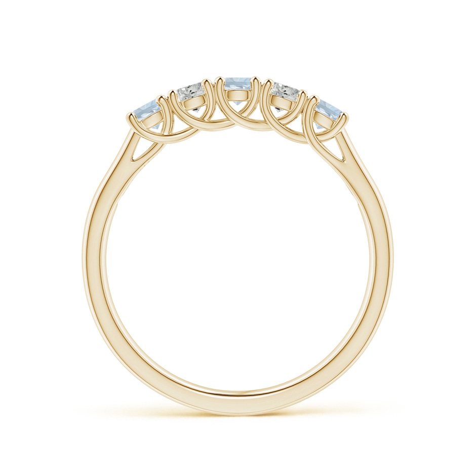 2.8mm A Half Eternity Five Stone Aquamarine and Diamond Wedding Band in Yellow Gold side-1