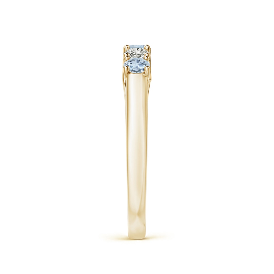 2.8mm A Half Eternity Five Stone Aquamarine and Diamond Wedding Band in Yellow Gold side-2
