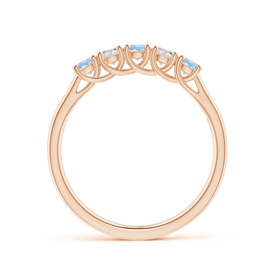 2.8mm AA Half Eternity Five Stone Aquamarine and Diamond Wedding Band in Rose Gold side-1