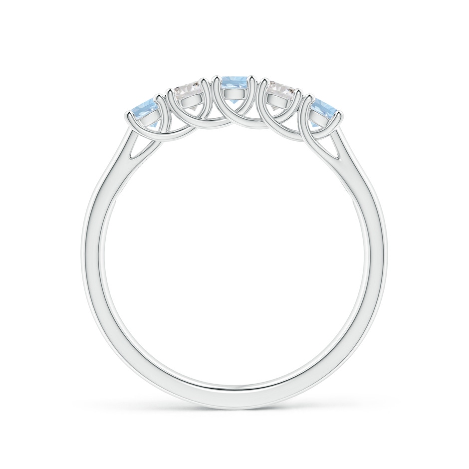 2.8mm AA Half Eternity Five Stone Aquamarine and Diamond Wedding Band in White Gold side-1