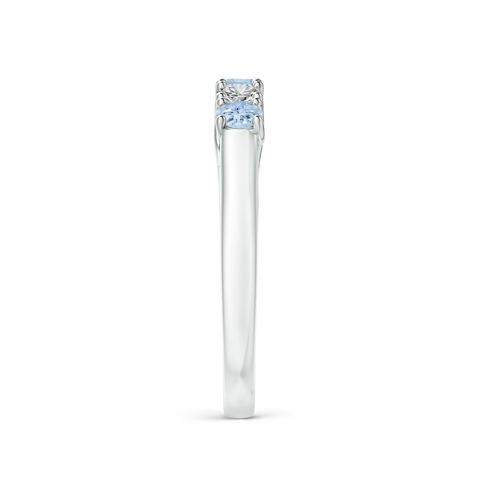 2.8mm AA Half Eternity Five Stone Aquamarine and Diamond Wedding Band in White Gold side-2