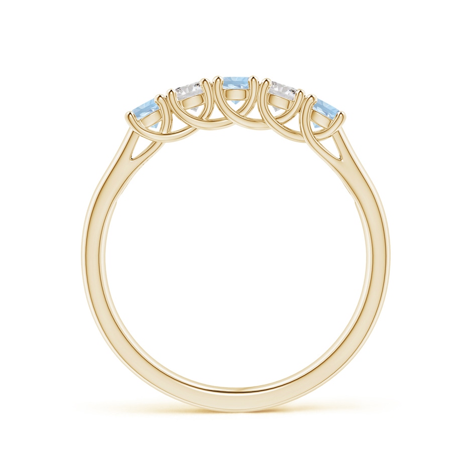 2.8mm AA Half Eternity Five Stone Aquamarine and Diamond Wedding Band in Yellow Gold side-1