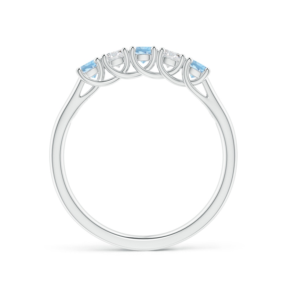 2.8mm AAA Half Eternity Five Stone Aquamarine and Diamond Wedding Band in P950 Platinum side-1