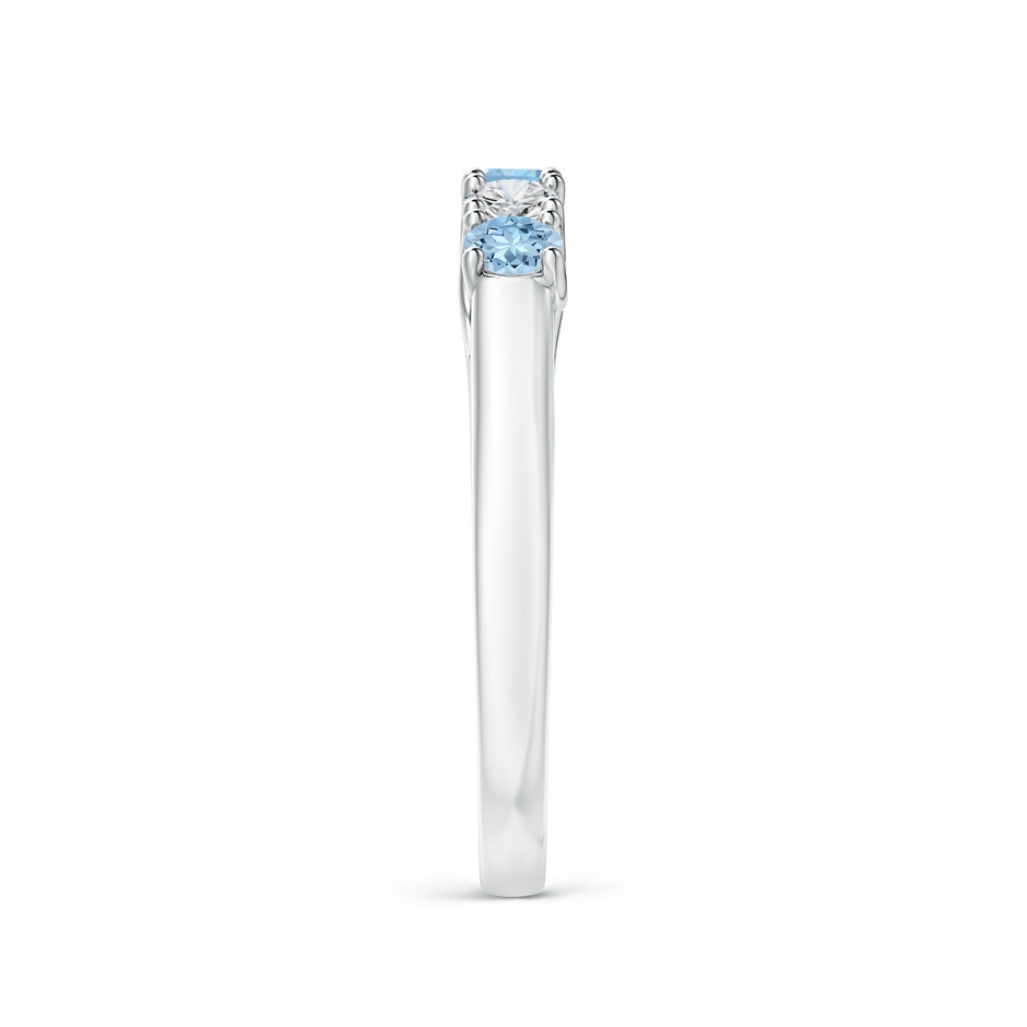 2.8mm AAA Half Eternity Five Stone Aquamarine and Diamond Wedding Band in P950 Platinum side-2
