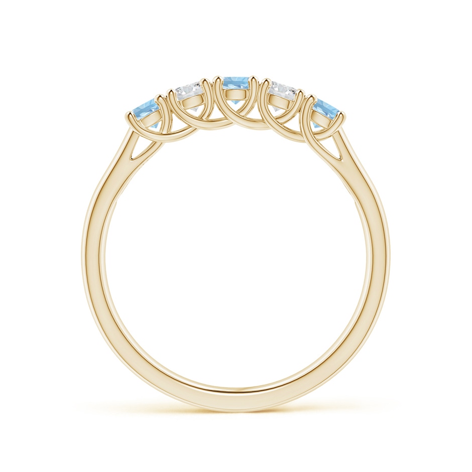 2.8mm AAA Half Eternity Five Stone Aquamarine and Diamond Wedding Band in Yellow Gold side-1