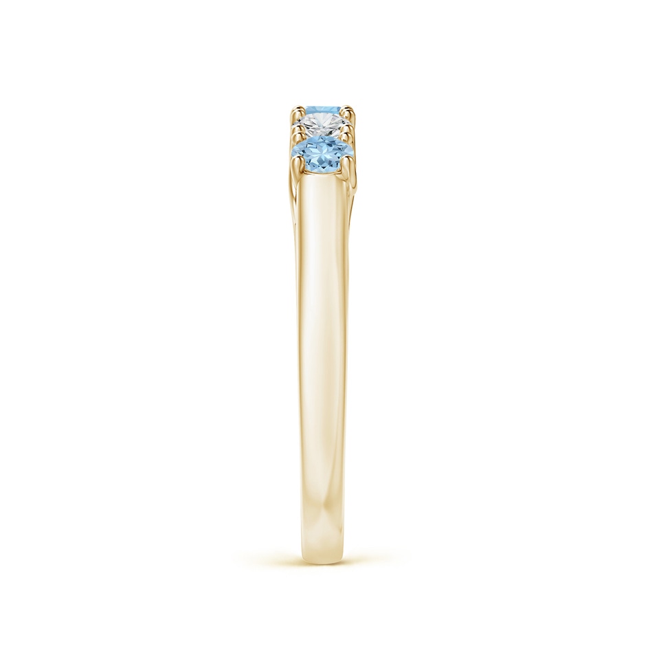 2.8mm AAA Half Eternity Five Stone Aquamarine and Diamond Wedding Band in Yellow Gold side-2