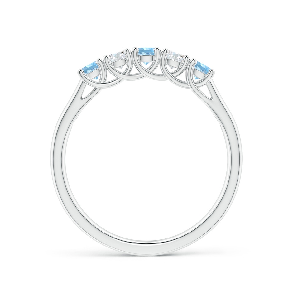 2.8mm AAAA Half Eternity Five Stone Aquamarine and Diamond Wedding Band in P950 Platinum side-1