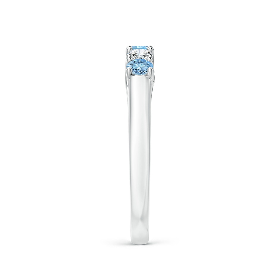 2.8mm AAAA Half Eternity Five Stone Aquamarine and Diamond Wedding Band in P950 Platinum side-2