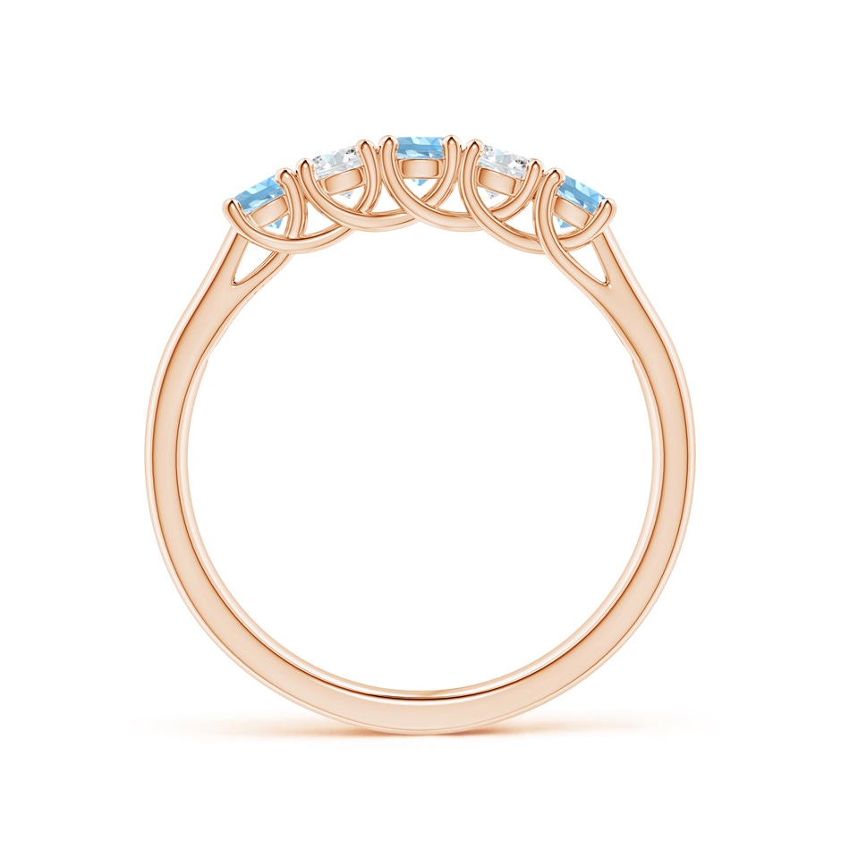 2.8mm AAAA Half Eternity Five Stone Aquamarine and Diamond Wedding Band in Rose Gold side-1