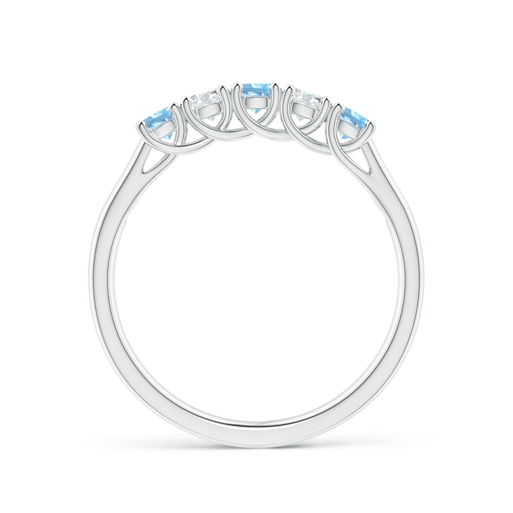 2.8mm AAAA Half Eternity Five Stone Aquamarine and Diamond Wedding Band in White Gold - side_1