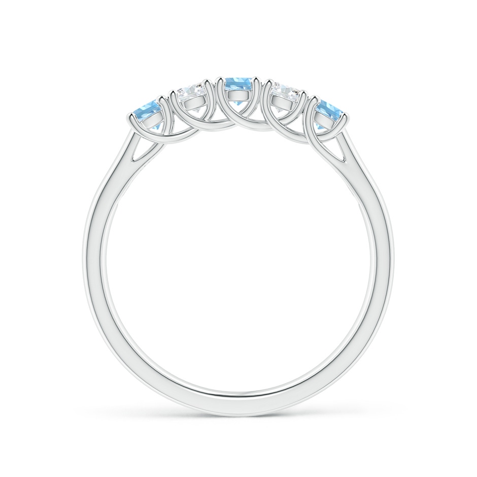 2.8mm AAAA Half Eternity Five Stone Aquamarine and Diamond Wedding Band in White Gold side-1