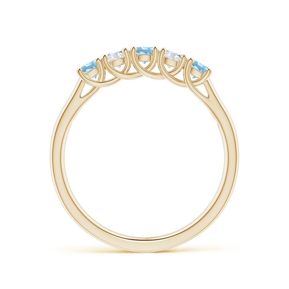 2.8mm AAAA Half Eternity Five Stone Aquamarine and Diamond Wedding Band in Yellow Gold side-1