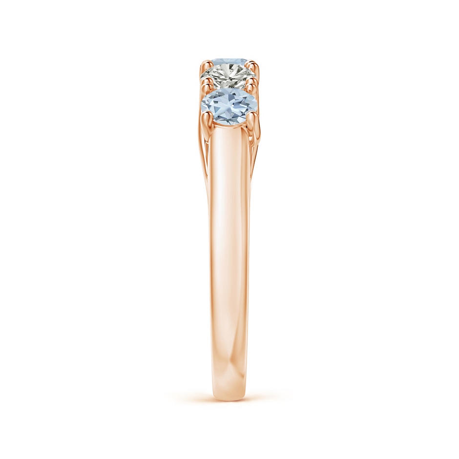 3.8mm A Half Eternity Five Stone Aquamarine and Diamond Wedding Band in Rose Gold side-2