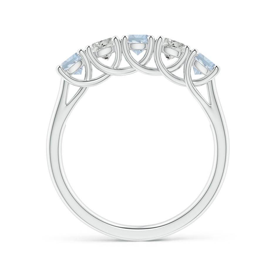 3.8mm A Half Eternity Five Stone Aquamarine and Diamond Wedding Band in White Gold side-1