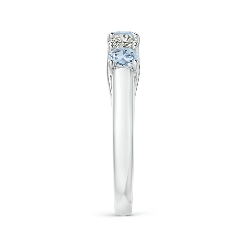 3.8mm A Half Eternity Five Stone Aquamarine and Diamond Wedding Band in White Gold side-2