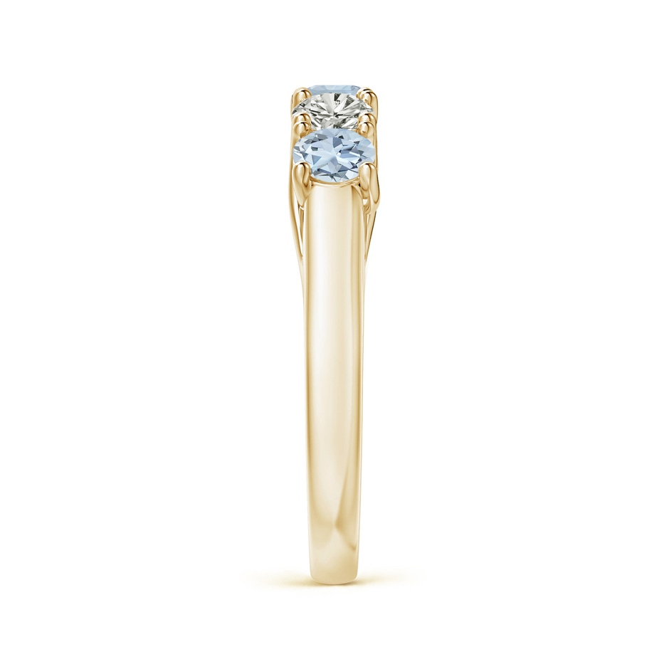 3.8mm A Half Eternity Five Stone Aquamarine and Diamond Wedding Band in Yellow Gold side-2