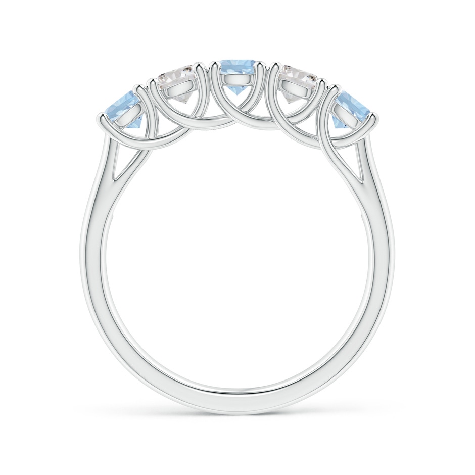 3.8mm AA Half Eternity Five Stone Aquamarine and Diamond Wedding Band in White Gold side-1