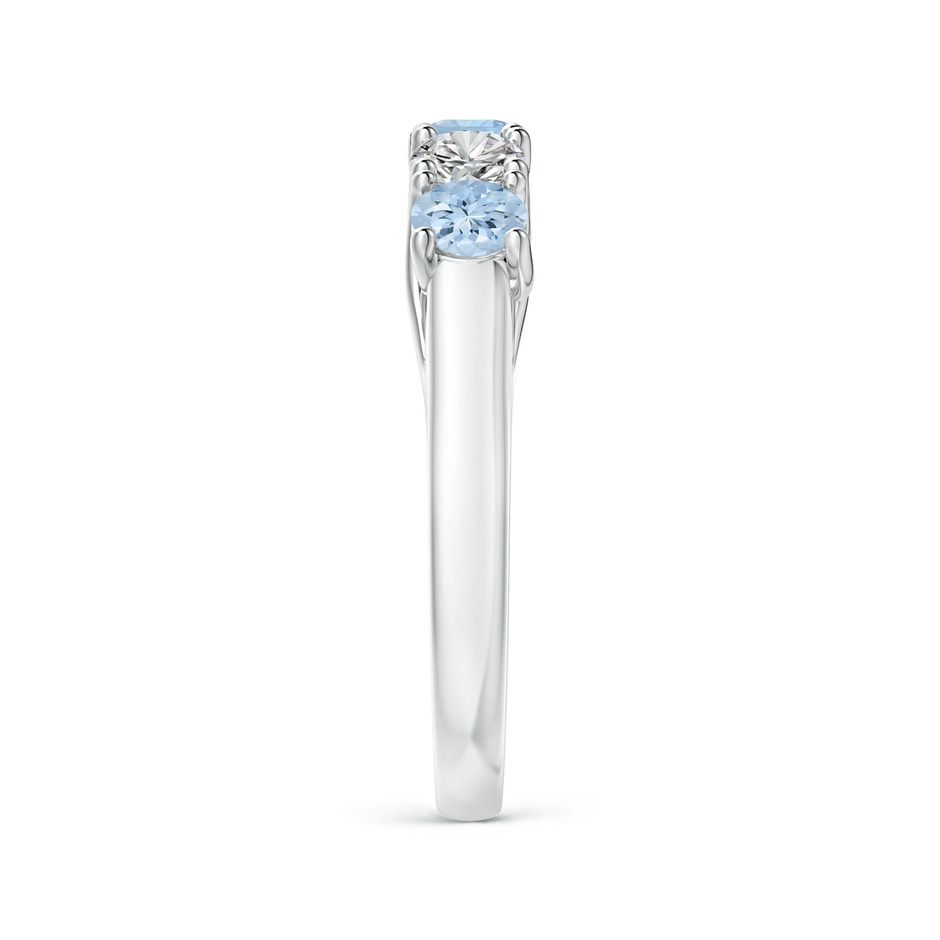 3.8mm AA Half Eternity Five Stone Aquamarine and Diamond Wedding Band in White Gold side-2