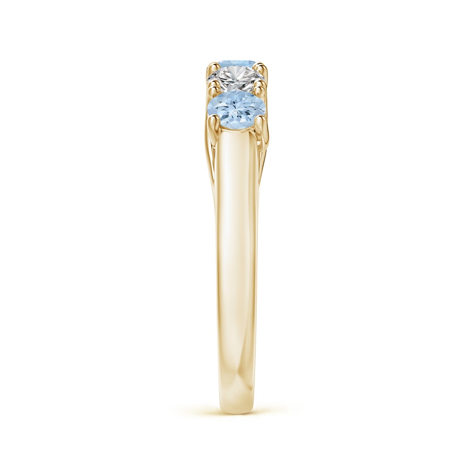 3.8mm AA Half Eternity Five Stone Aquamarine and Diamond Wedding Band in Yellow Gold side-2