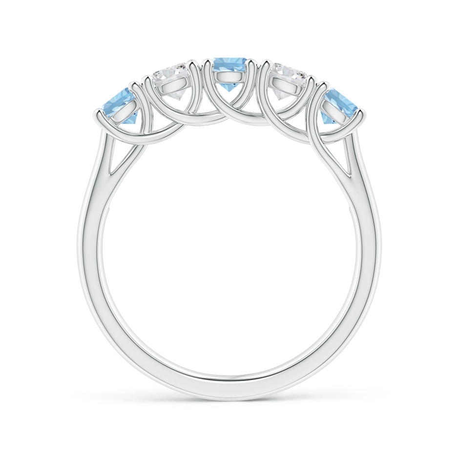 3.8mm AAA Half Eternity Five Stone Aquamarine and Diamond Wedding Band in P950 Platinum side-1