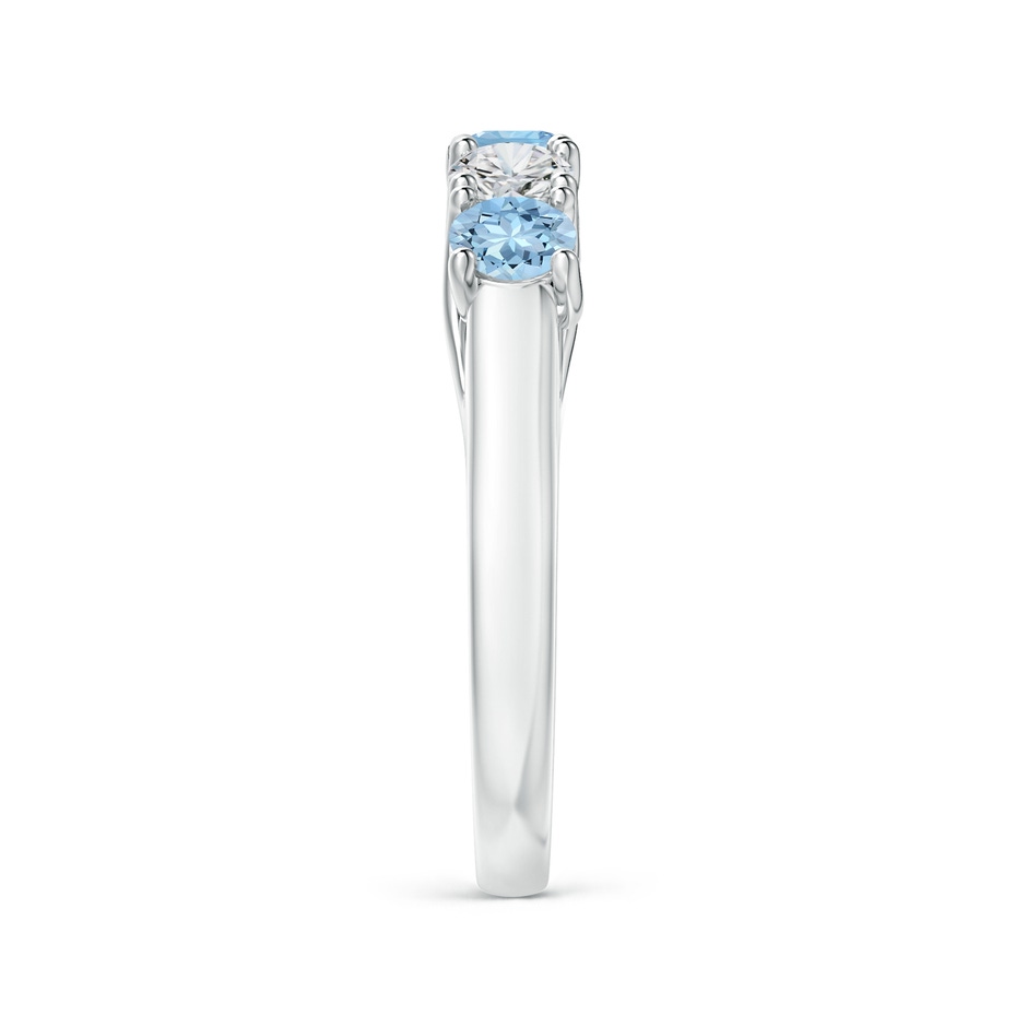 3.8mm AAA Half Eternity Five Stone Aquamarine and Diamond Wedding Band in P950 Platinum side-2