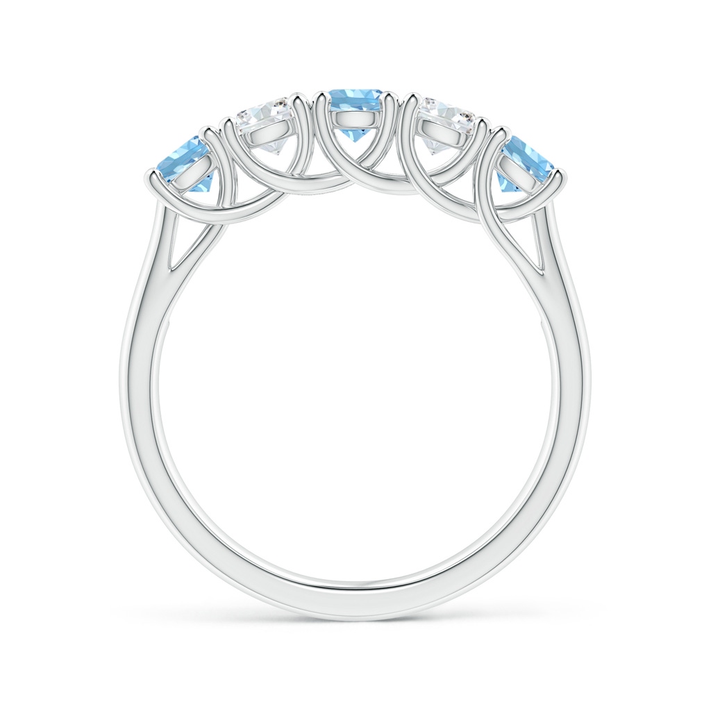 3.8mm AAAA Half Eternity Five Stone Aquamarine and Diamond Wedding Band in White Gold - side_1