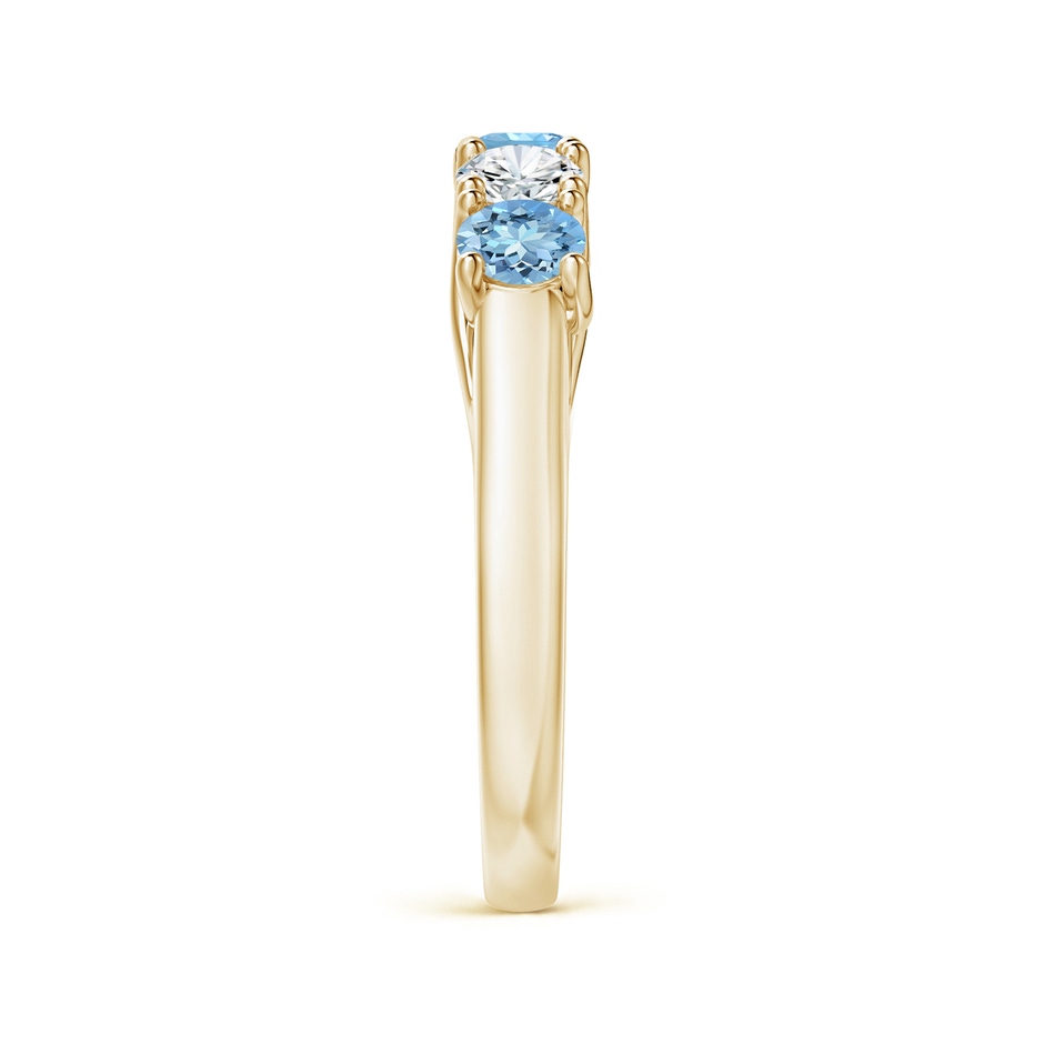 3.8mm AAAA Half Eternity Five Stone Aquamarine and Diamond Wedding Band in Yellow Gold side-2