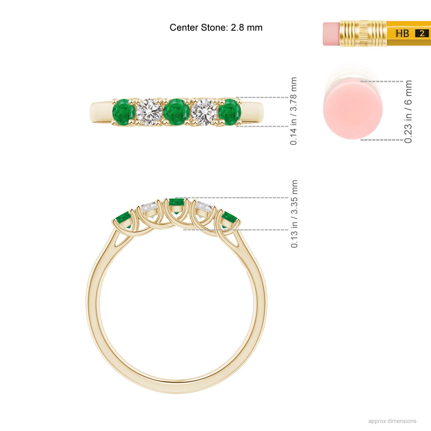 AA - Emerald / 0.44 CT / 14 KT Yellow Gold