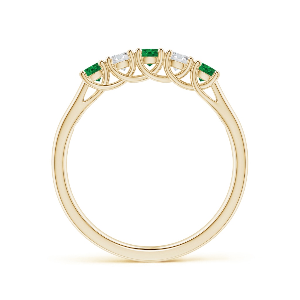 2.8mm AAA Half Eternity 5 Stone Emerald and Diamond Wedding Band in 9K Yellow Gold Side 199