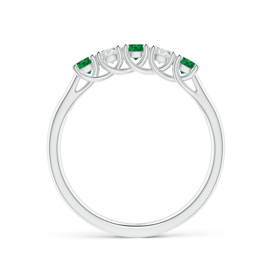 2.8mm AAA Half Eternity 5 Stone Emerald and Diamond Wedding Band in S999 Silver side 199