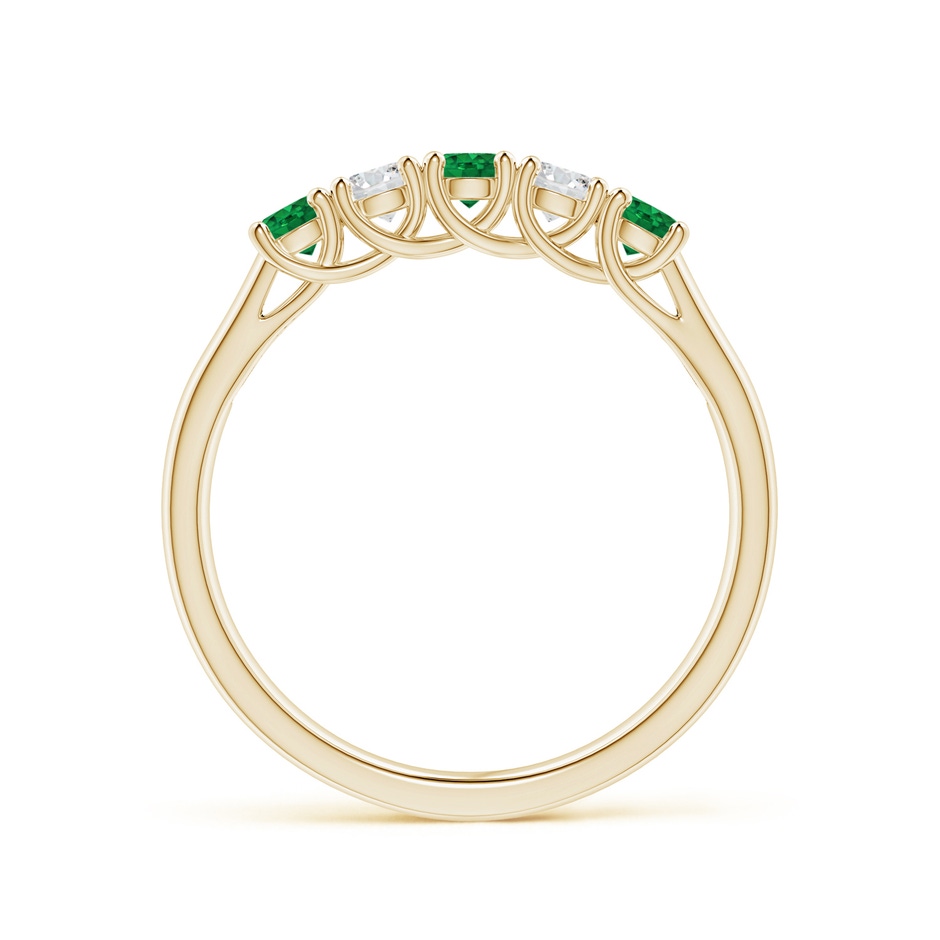 2.8mm AAA Half Eternity 5 Stone Emerald and Diamond Wedding Band in Yellow Gold side 199
