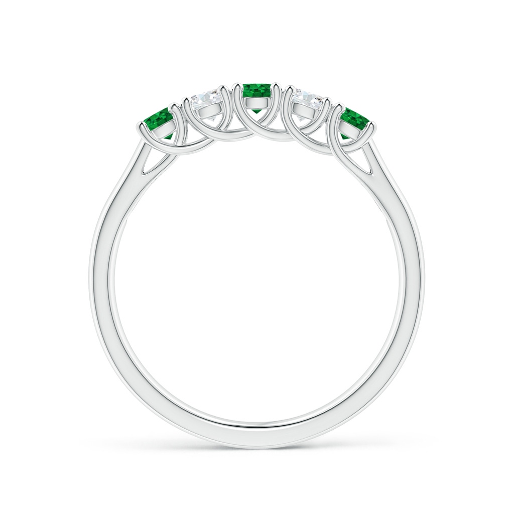 2.8mm AAAA Half Eternity 5 Stone Emerald and Diamond Wedding Band in P950 Platinum - side 199