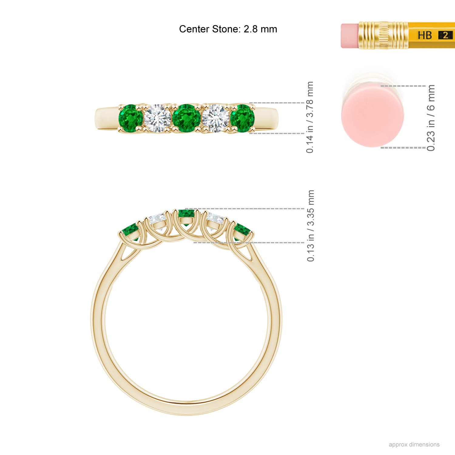 AAAA - Emerald / 0.44 CT / 14 KT Yellow Gold