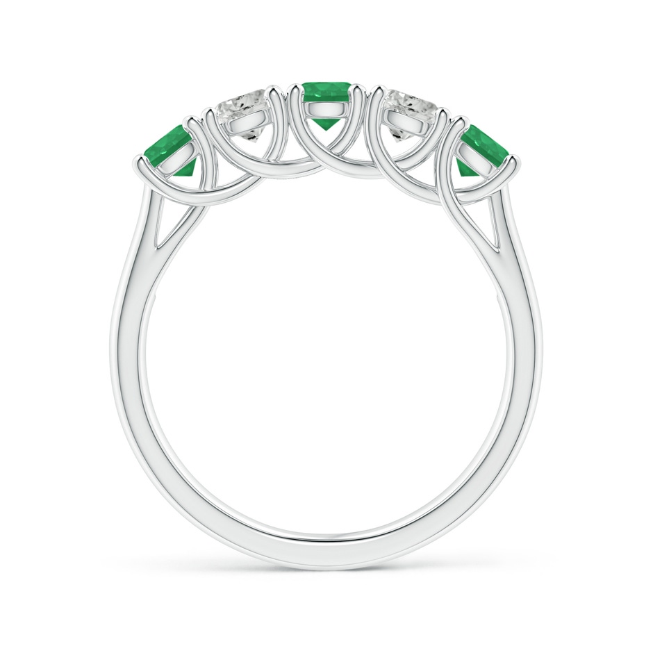 3.8mm A Half Eternity 5 Stone Emerald and Diamond Wedding Band in P950 Platinum side 199
