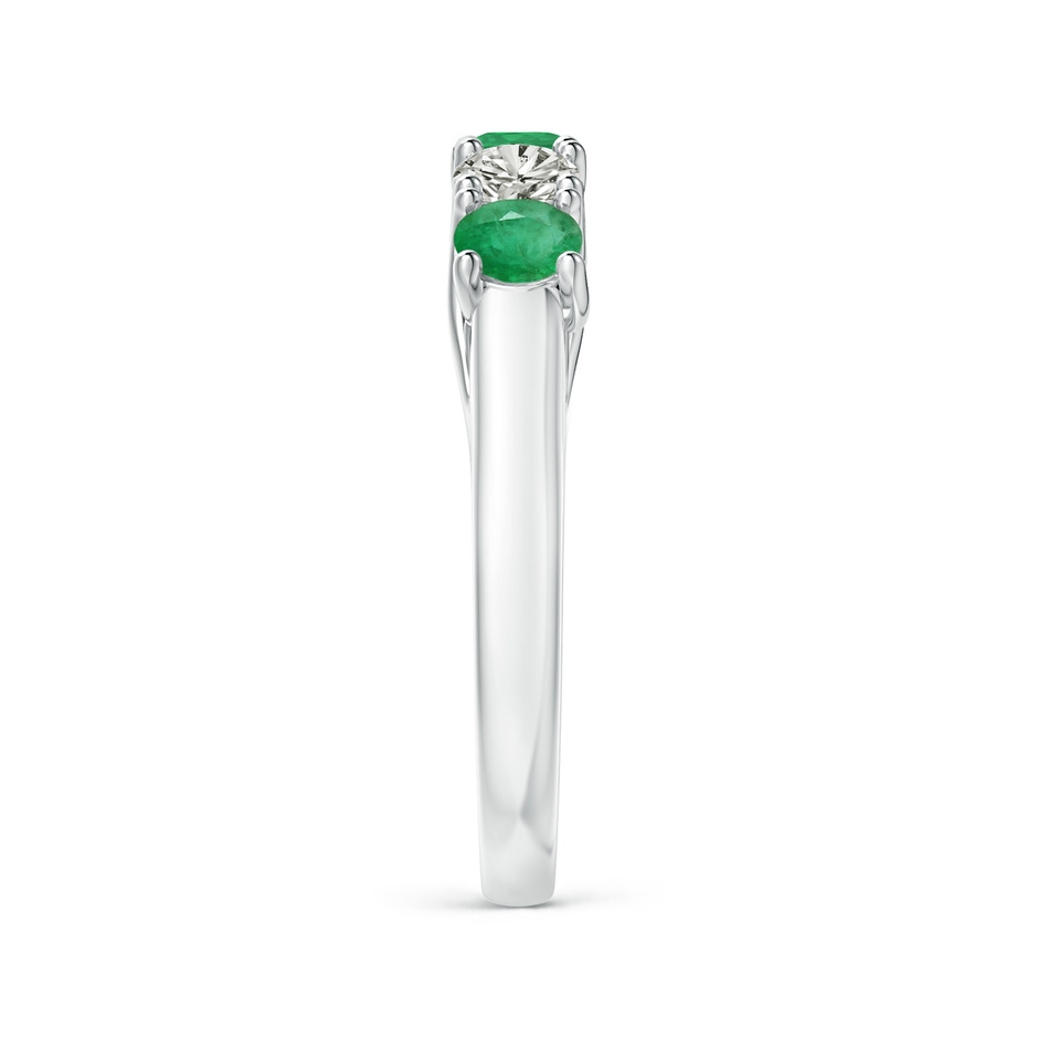 3.8mm A Half Eternity 5 Stone Emerald and Diamond Wedding Band in P950 Platinum side 299