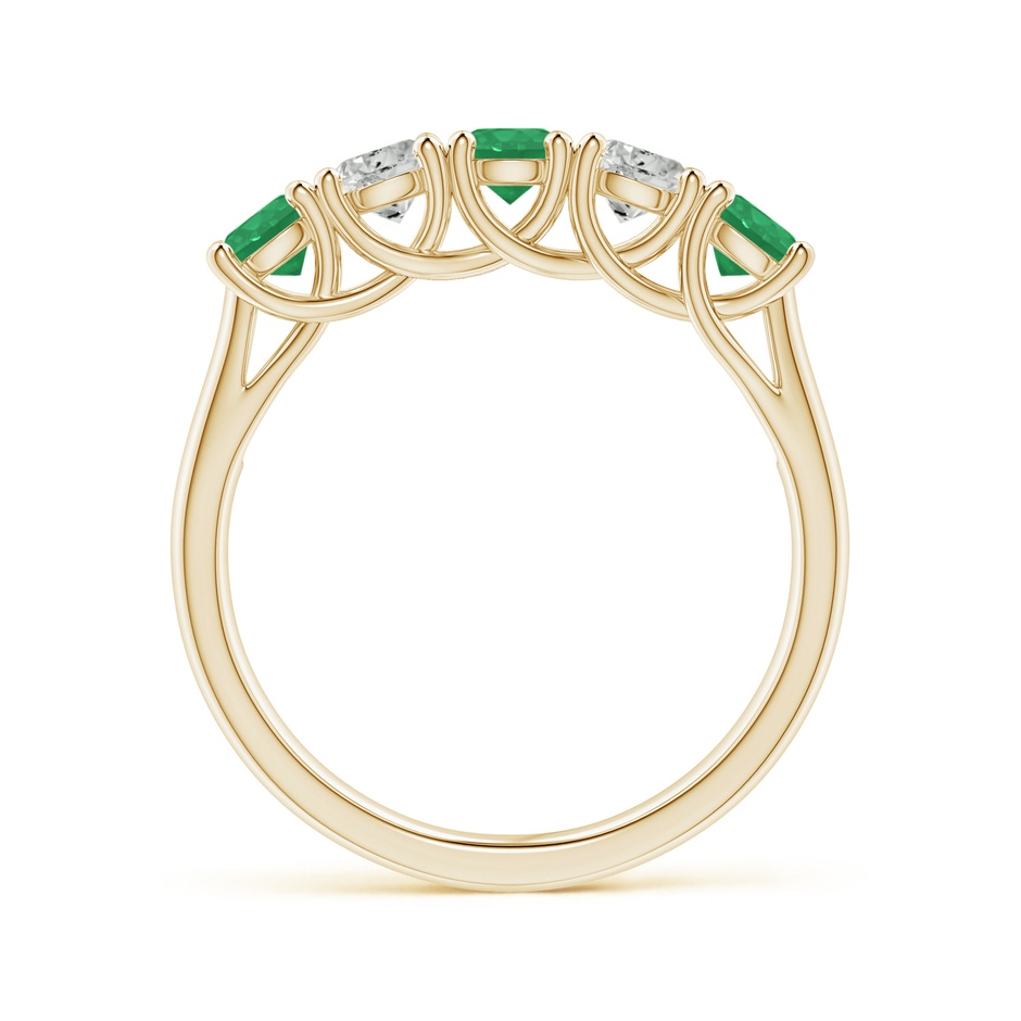 3.8mm A Half Eternity 5 Stone Emerald and Diamond Wedding Band in Yellow Gold side 199