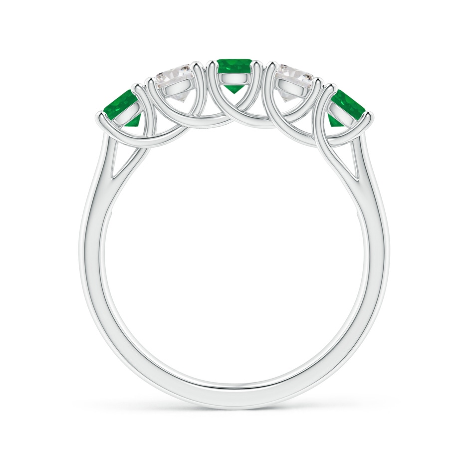 3.8mm AA Half Eternity 5 Stone Emerald and Diamond Wedding Band in White Gold side 199