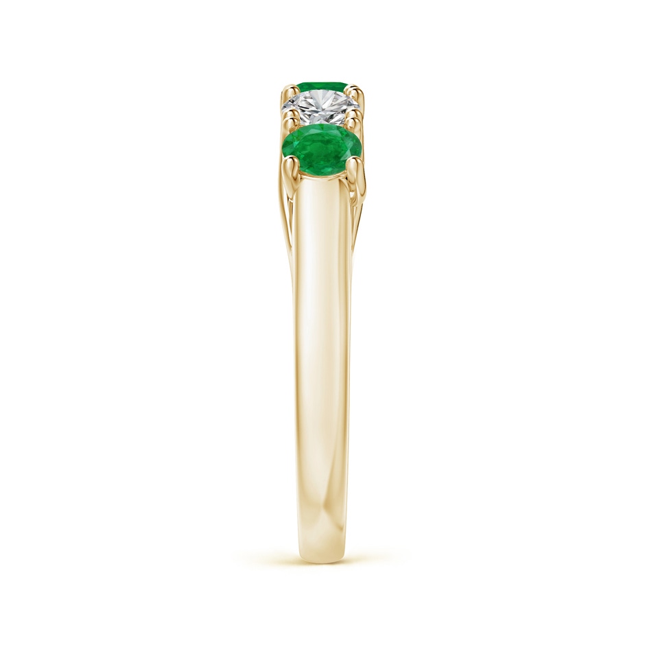 3.8mm AA Half Eternity 5 Stone Emerald and Diamond Wedding Band in Yellow Gold side 299