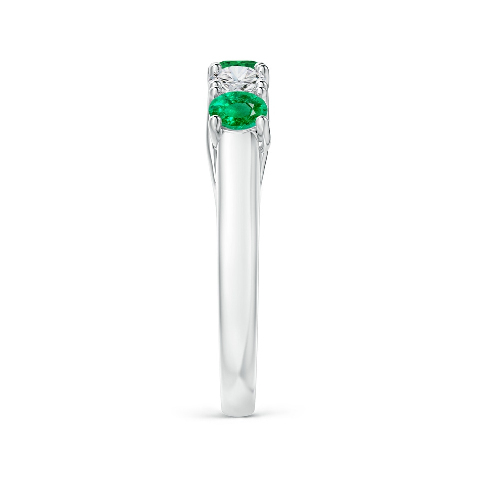 3.8mm AAA Half Eternity 5 Stone Emerald and Diamond Wedding Band in P950 Platinum side 299