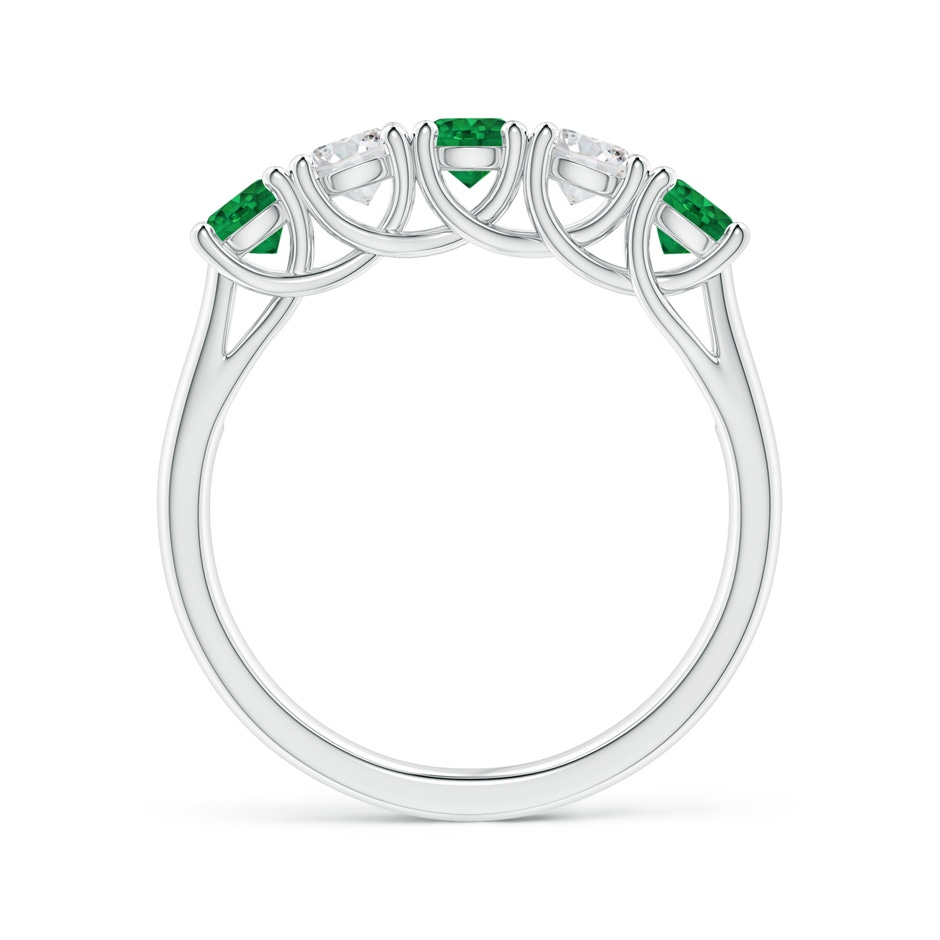 3.8mm AAA Half Eternity 5 Stone Emerald and Diamond Wedding Band in White Gold side 199