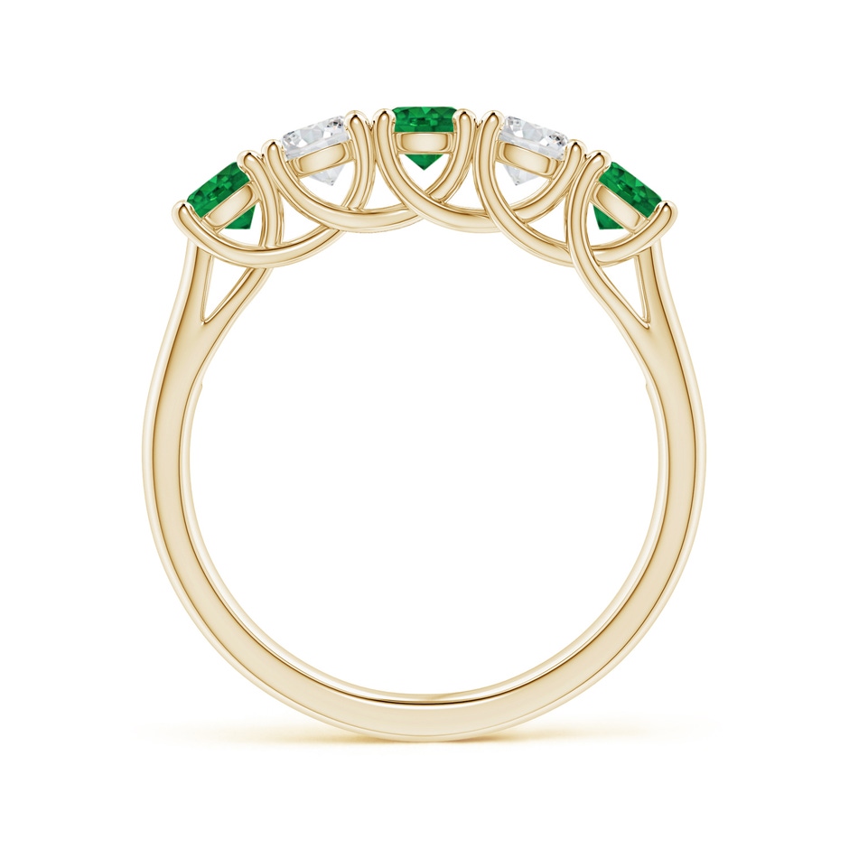 3.8mm AAA Half Eternity 5 Stone Emerald and Diamond Wedding Band in Yellow Gold side 199