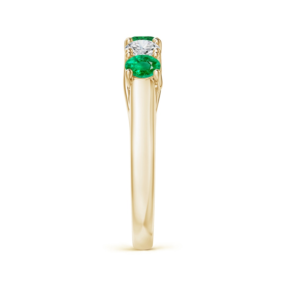 3.8mm AAA Half Eternity 5 Stone Emerald and Diamond Wedding Band in Yellow Gold side 299