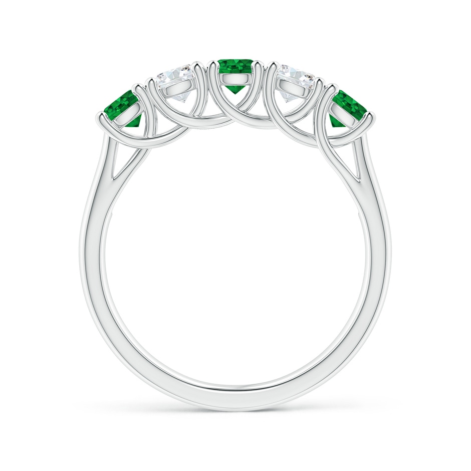 3.8mm AAAA Half Eternity 5 Stone Emerald and Diamond Wedding Band in P950 Platinum side 199