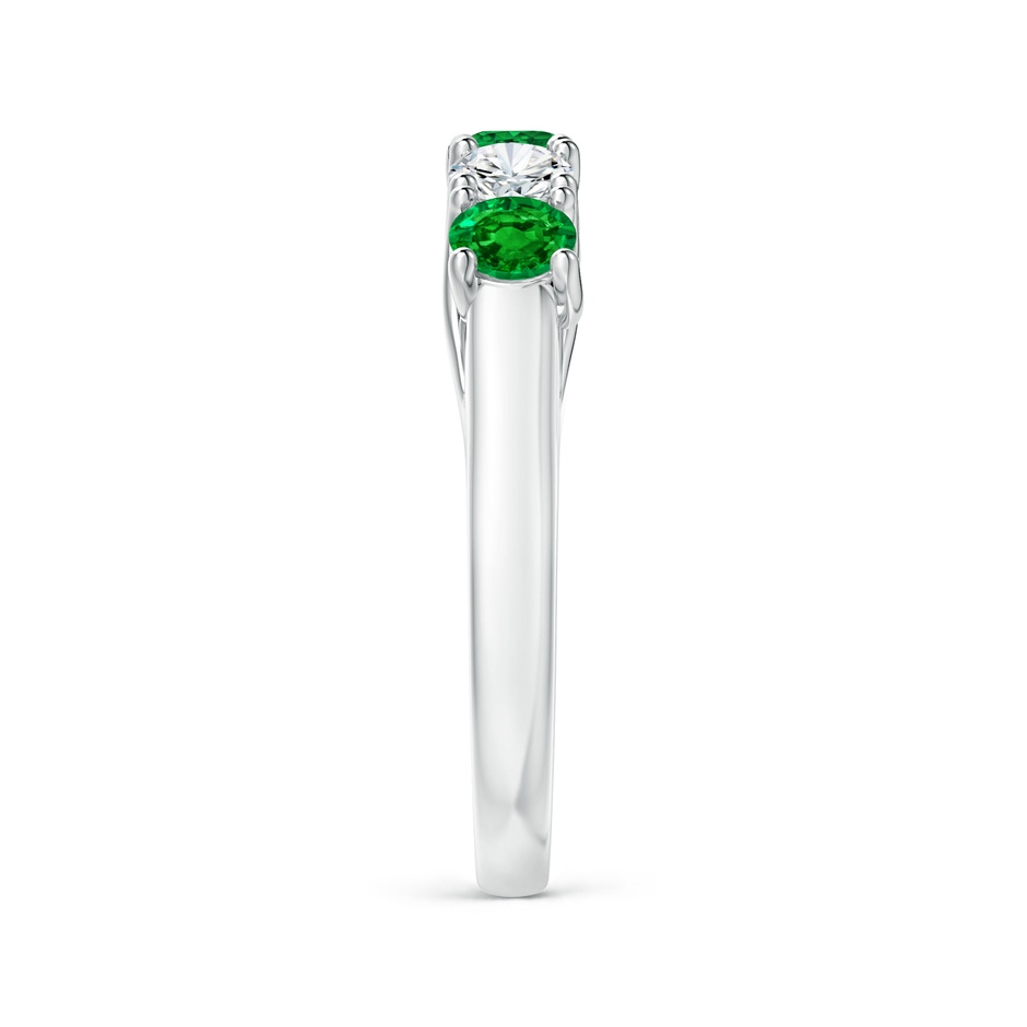 3.8mm AAAA Half Eternity 5 Stone Emerald and Diamond Wedding Band in P950 Platinum side 299