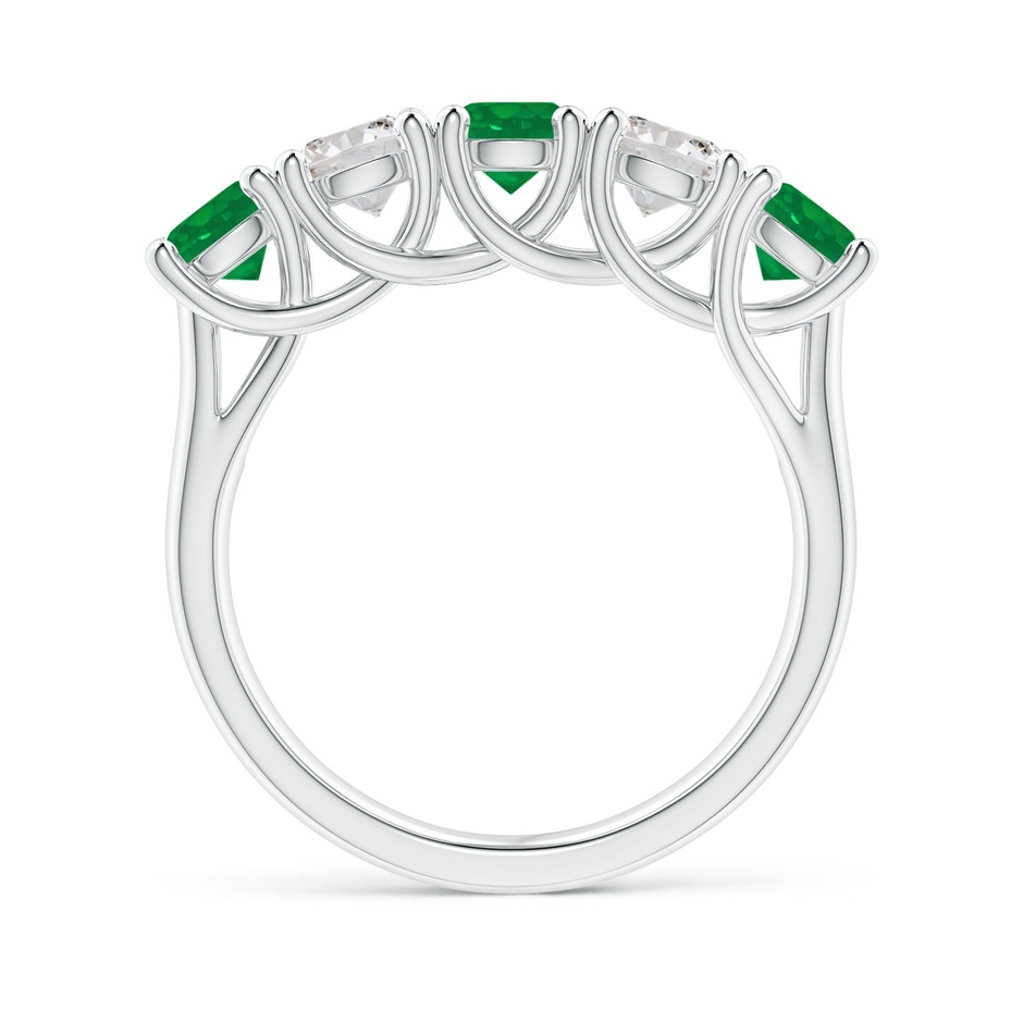 4.5mm AA Half Eternity 5 Stone Emerald and Diamond Wedding Band in P950 Platinum side 199