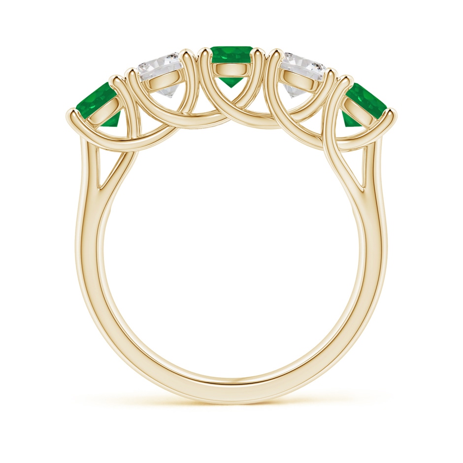 4.5mm AA Half Eternity 5 Stone Emerald and Diamond Wedding Band in Yellow Gold side 199