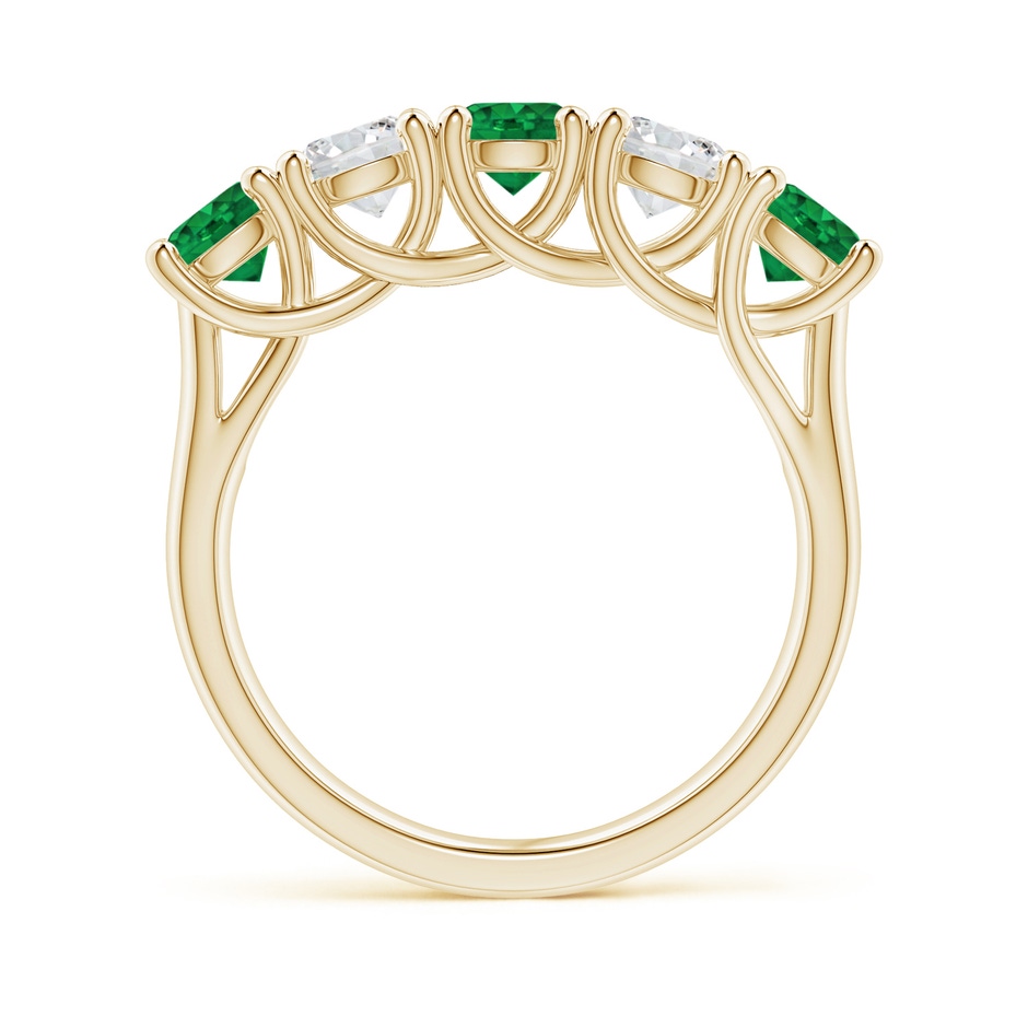 4.5mm AAA Half Eternity 5 Stone Emerald and Diamond Wedding Band in Yellow Gold side 199
