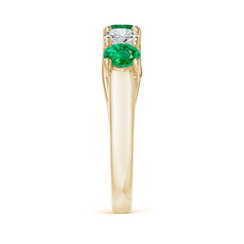 4.5mm AAA Half Eternity 5 Stone Emerald and Diamond Wedding Band in Yellow Gold side 299